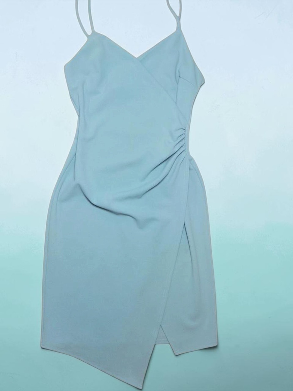 ✨Altar'd State✨ Powder Blue Asymmetrical Midi Slip Dress